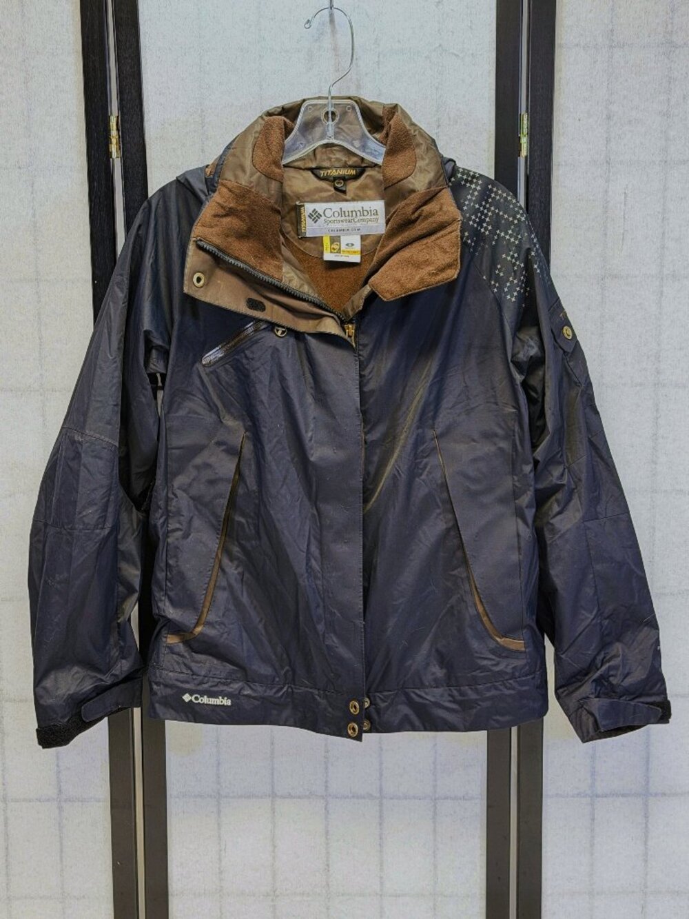 Columbia S Titanium Omni Tech Interchange Hooded Zip Jacket Shell Black Ski Snow